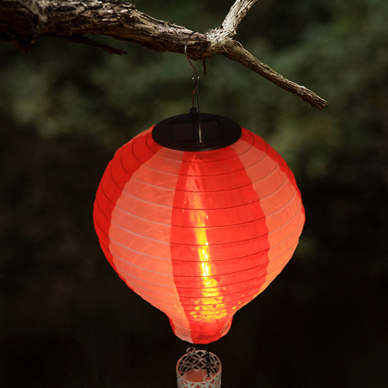Contemporary Creative Solar Hot Air Balloon Fabric Shade LED Outdoor Pendant Light for Terrace Outside