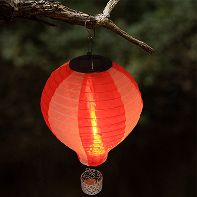 Contemporary Creative Solar Hot Air Balloon Fabric Shade LED Outdoor Pendant Light for Terrace Outside