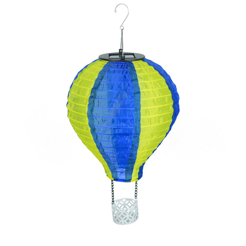 Contemporary Creative Solar Hot Air Balloon Fabric Shade LED Outdoor Pendant Light for Terrace Outside