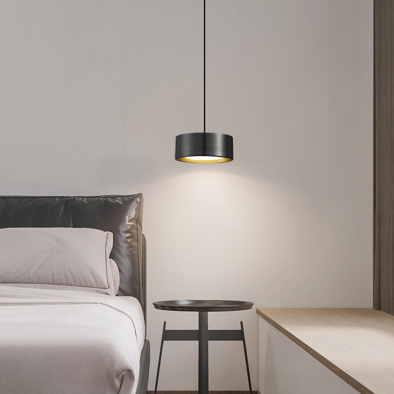 Minimalistic Round Cylinder Iron LED Pendant Light for Bedroom