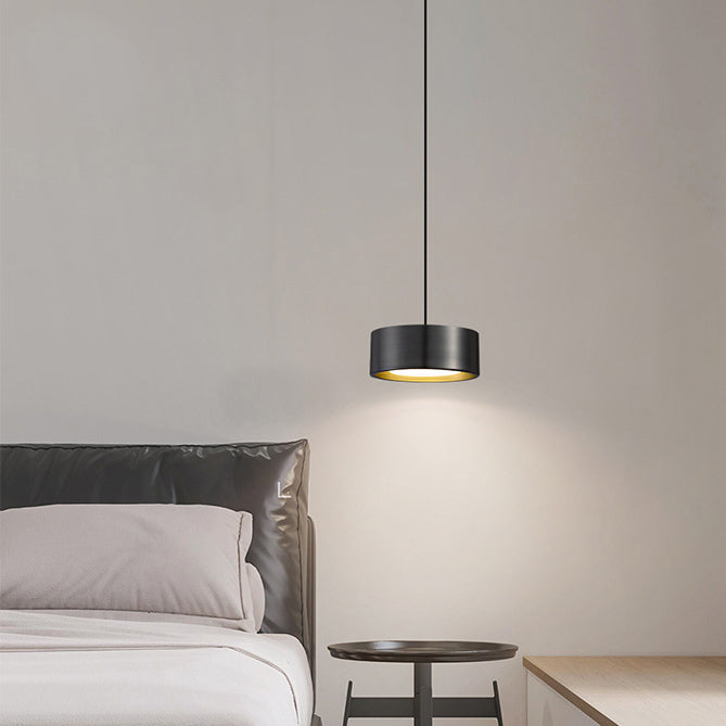 Minimalistic Round Cylinder Iron LED Pendant Light for Bedroom