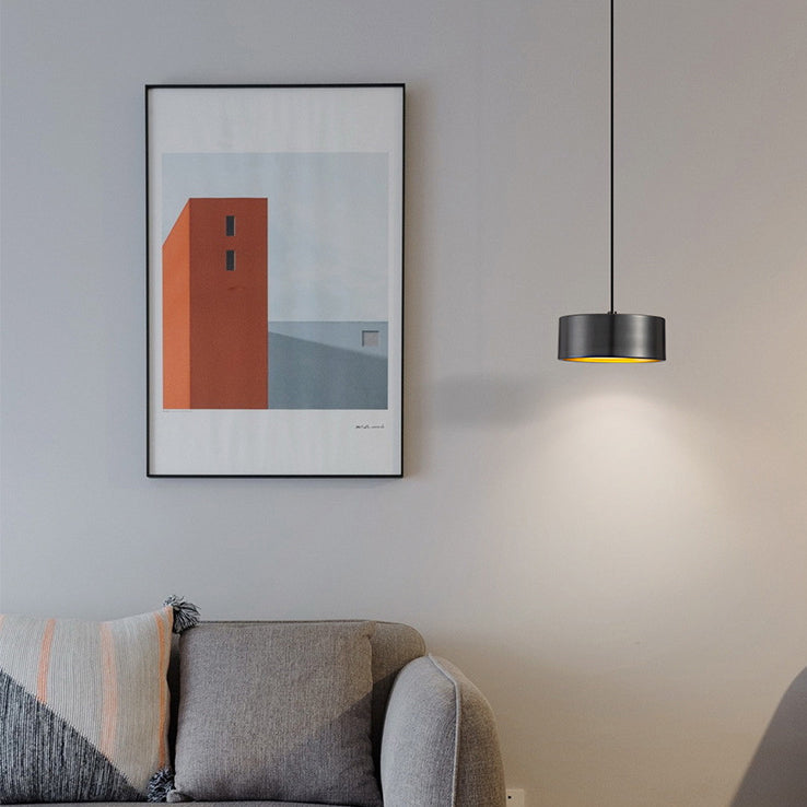 Minimalistic Round Cylinder Iron LED Pendant Light for Bedroom