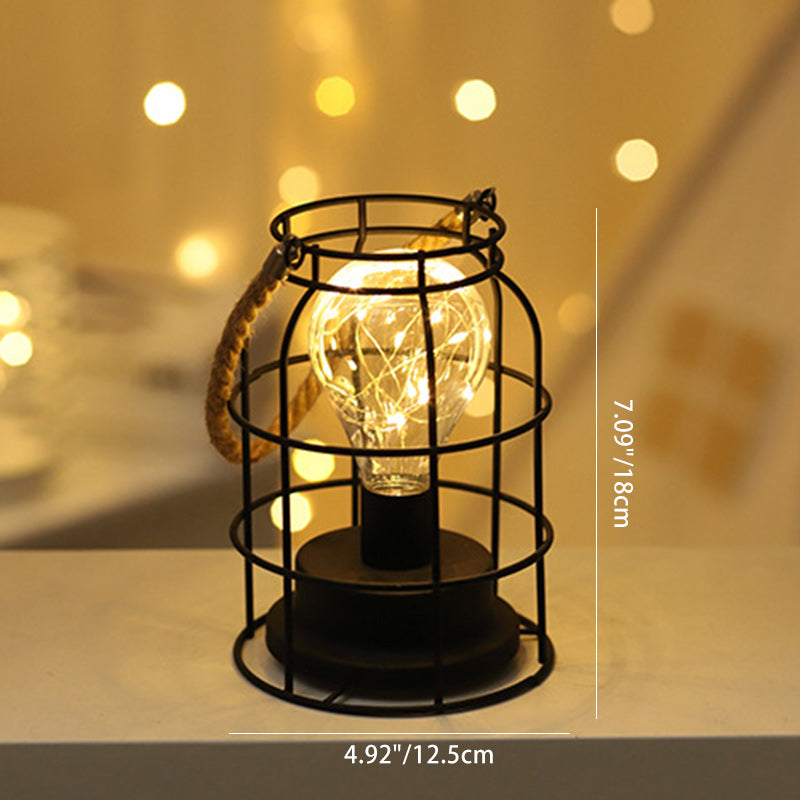 Modern Minimalist Vertical Striped Square Round Iron LED Table Lamp For Living Room