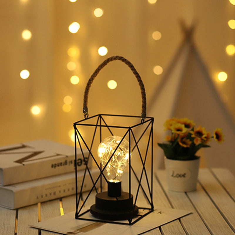 Modern Minimalist Vertical Striped Square Round Iron LED Table Lamp For Living Room