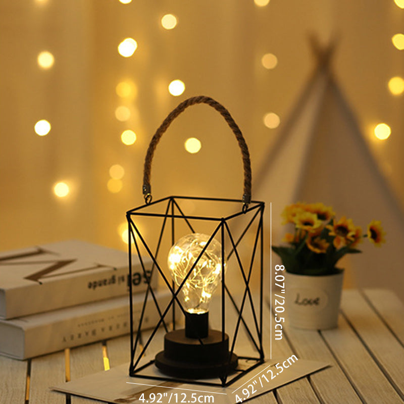 Modern Minimalist Vertical Striped Square Round Iron LED Table Lamp For Living Room