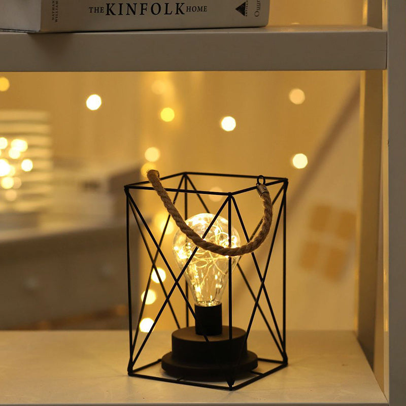 Modern Minimalist Vertical Striped Square Round Iron LED Table Lamp For Living Room