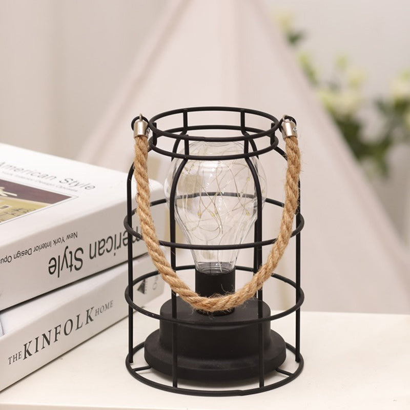 Modern Minimalist Vertical Striped Square Round Iron LED Table Lamp For Living Room