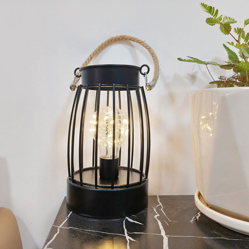 Modern Minimalist Vertical Striped Square Round Iron LED Table Lamp For Living Room
