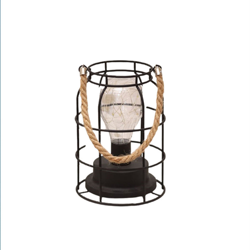 Modern Minimalist Vertical Striped Square Round Iron LED Table Lamp For Living Room