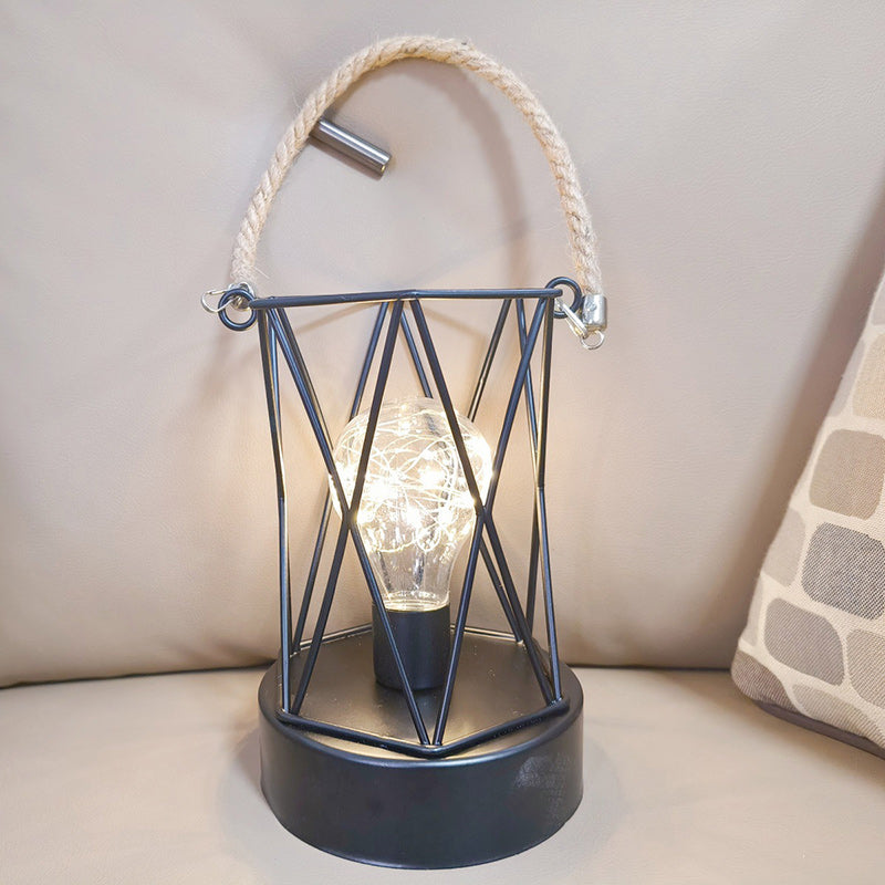 Modern Minimalist Vertical Striped Square Round Iron LED Table Lamp For Living Room