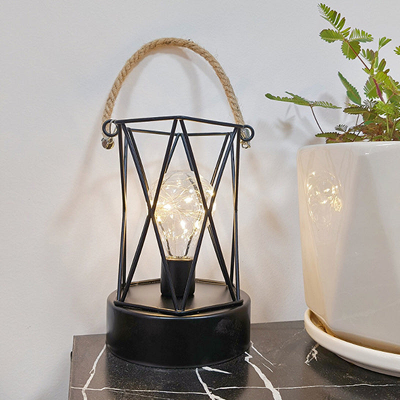 Modern Minimalist Vertical Striped Square Round Iron LED Table Lamp For Living Room