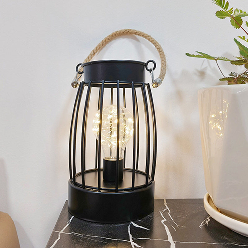 Modern Minimalist Vertical Striped Square Round Iron LED Table Lamp For Living Room