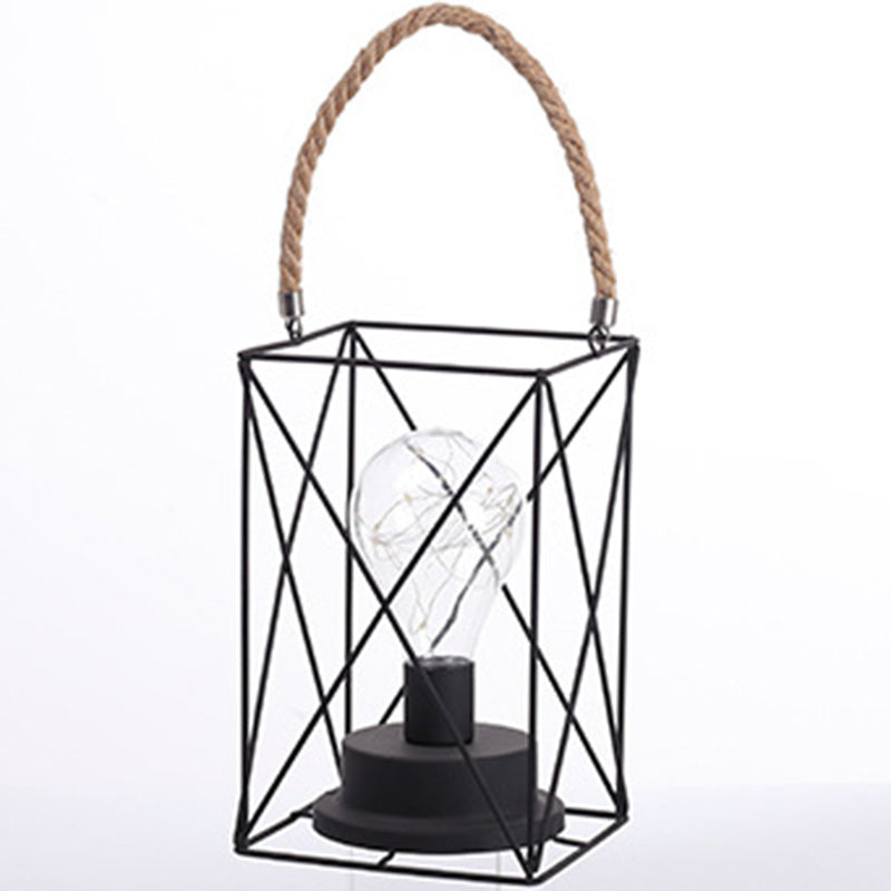 Modern Minimalist Vertical Striped Square Round Iron LED Table Lamp For Living Room