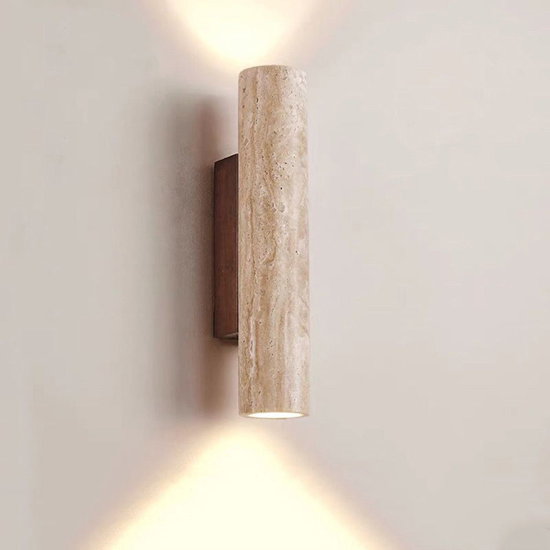 Nordivea Travertine Wall Light | Scandinavian Design | 2-Light | Wood & Travertine