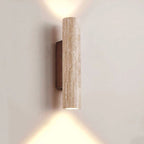 Nordivea Travertine Wall Light | Scandinavian Design | 2-Light | Wood & Travertine