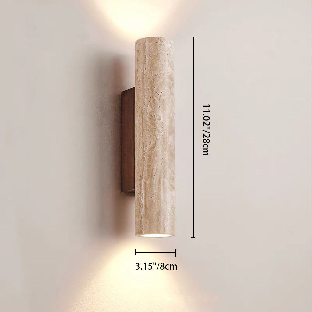 Nordivea Travertine Wall Light | Scandinavian Design | 2-Light | Wood & Travertine