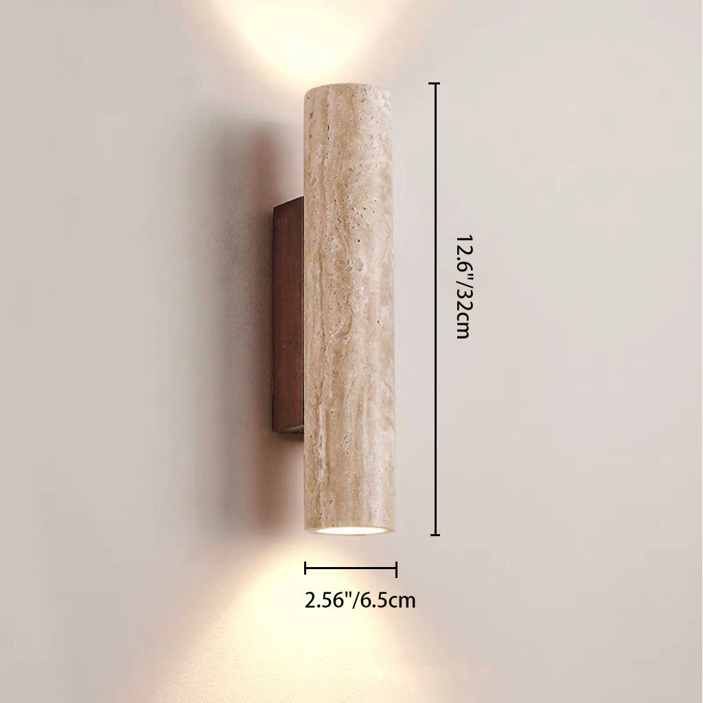 Nordivea Travertine Wall Light | Scandinavian Design | 2-Light | Wood & Travertine