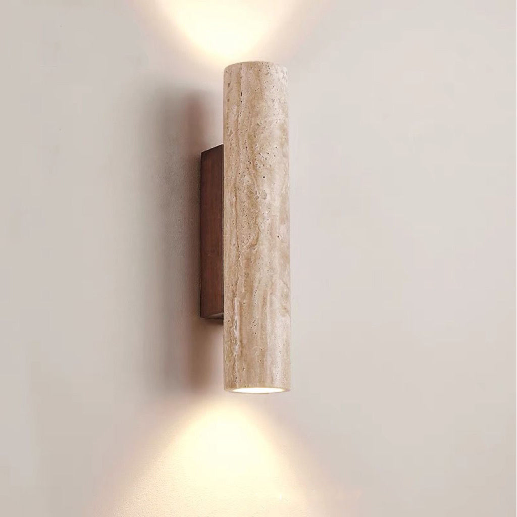 Nordivea Travertine Wall Light | Scandinavian Design | 2-Light | Wood & Travertine
