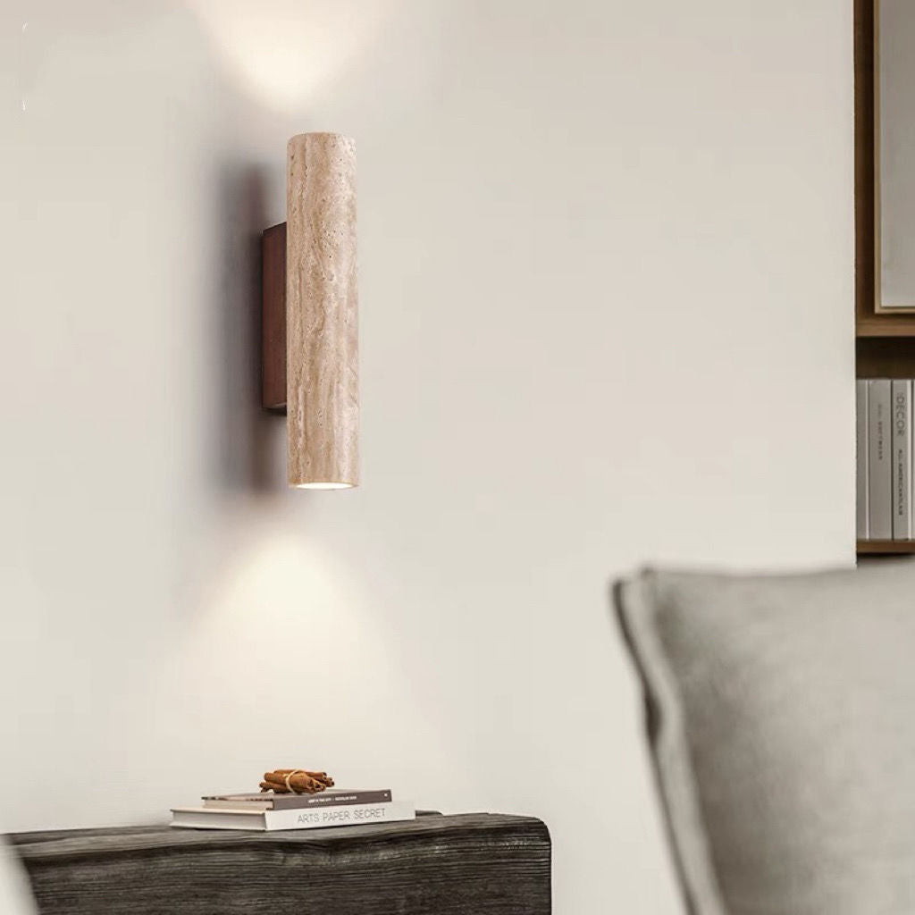 Nordivea Travertine Wall Light | Scandinavian Design | 2-Light | Wood & Travertine