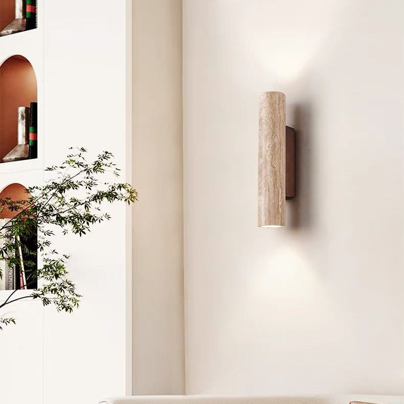 Nordivea Travertine Wall Light | Scandinavian Design | 2-Light | Wood & Travertine
