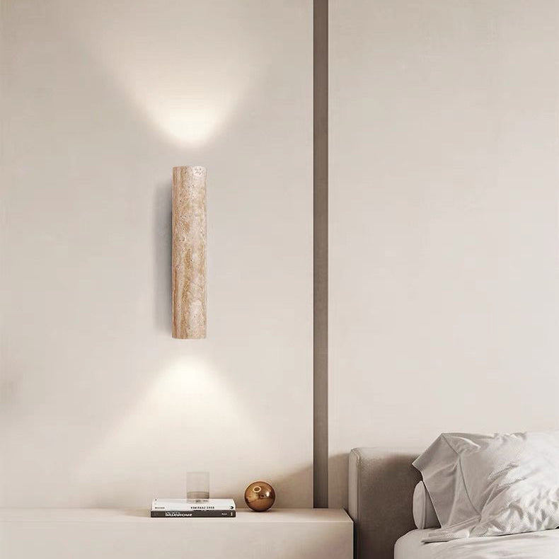 Nordivea Travertine Wall Light | Scandinavian Design | 2-Light | Wood & Travertine