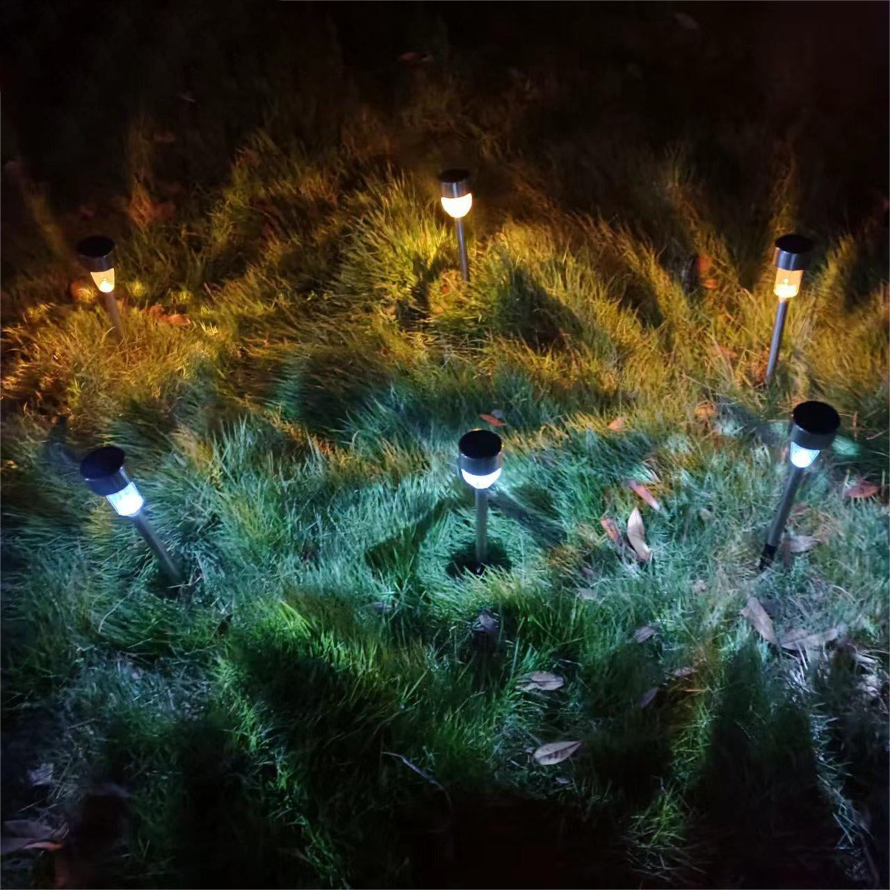 Modern simplicity solar waterproof stainless steel cylinder LED landscape lighting outdoor light for the garden