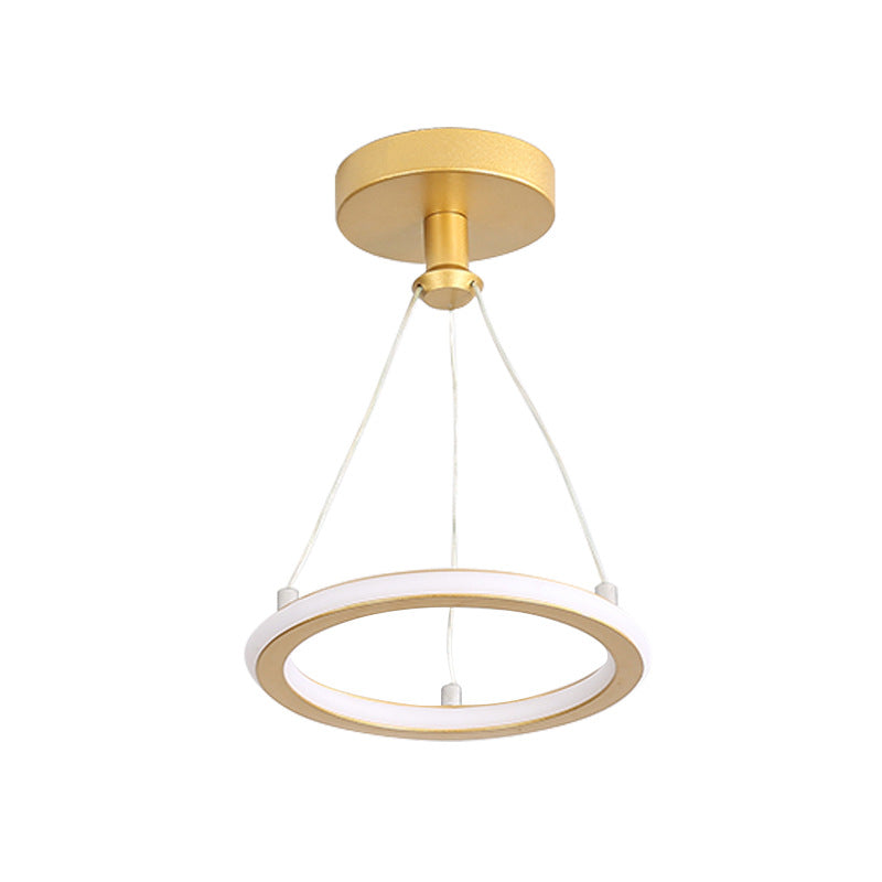 Contemporary Nordic Round Metal Silica LED Semi-Flush Mount Ceiling Light for Corridor