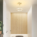 Contemporary Nordic Round Metal Silica LED Semi-Flush Mount Ceiling Light for Corridor