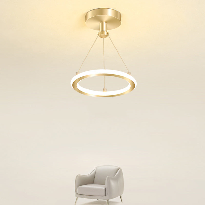 Contemporary Nordic Round Metal Silica LED Semi-Flush Mount Ceiling Light for Corridor