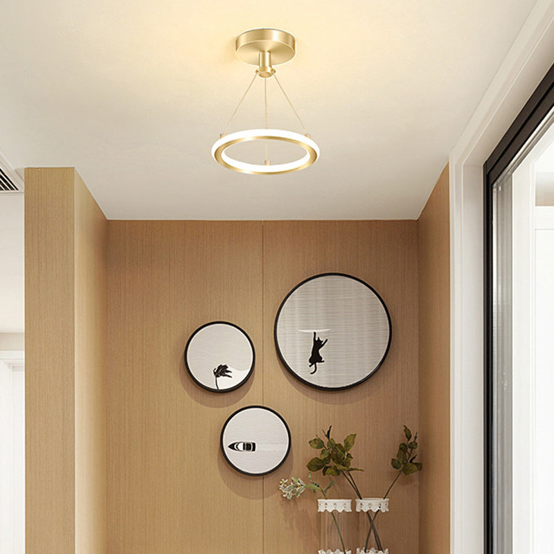 Contemporary Nordic Round Metal Silica LED Semi-Flush Mount Ceiling Light for Corridor