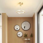 Contemporary Nordic Round Metal Silica LED Semi-Flush Mount Ceiling Light for Corridor