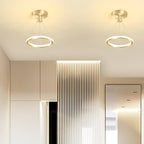 Contemporary Nordic Round Metal Silica LED Semi-Flush Mount Ceiling Light for Corridor