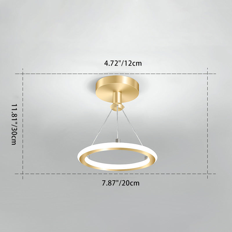 Contemporary Nordic Round Metal Silica LED Semi-Flush Mount Ceiling Light for Corridor