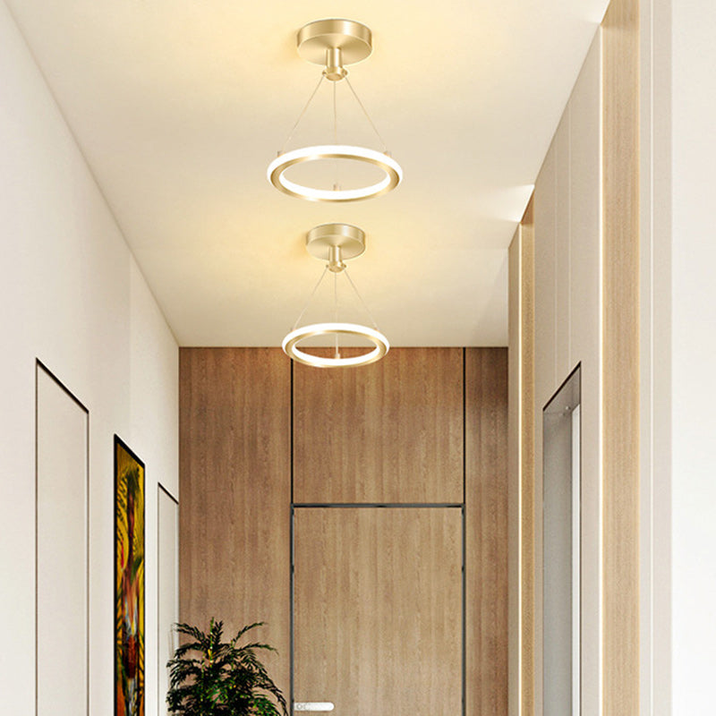 Contemporary Nordic Round Metal Silica LED Semi-Flush Mount Ceiling Light for Corridor