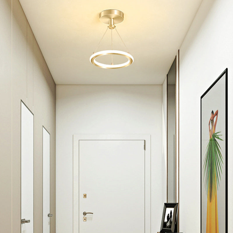 Contemporary Nordic Round Metal Silica LED Semi-Flush Mount Ceiling Light for Corridor