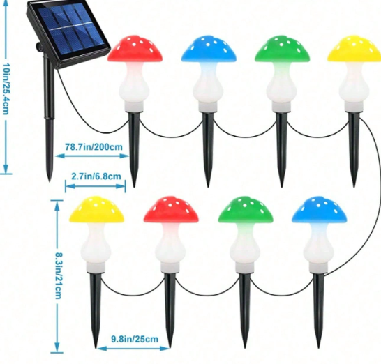 Modern Art Deco Solar Waterproof ABS Mushroom Decoration LED String Lights Outdoor Light For Garden