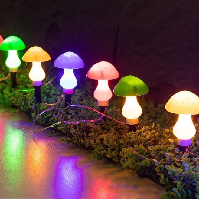 Modern Art Deco Solar Waterproof ABS Mushroom Decoration LED String Lights Outdoor Light For Garden