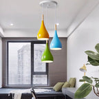 Nordic Iron Wood Aluminum Pumpkin Water Drop 1-Light Pendant Light for Dining Room