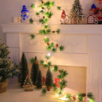 Modern Art Deco Battery Copper Plastic Leaf Bell Pine Needle Red Fruit Christmas Decoration LED String Lights For Bedroom