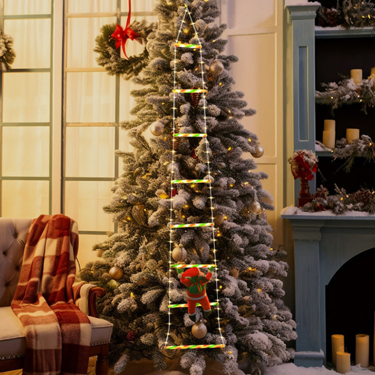 Modern Art Deco Waterproof USB Leather Cord Santa Climbing Ladder Christmas Decoration LED String Lights Outdoor Light For Outdoor Patio