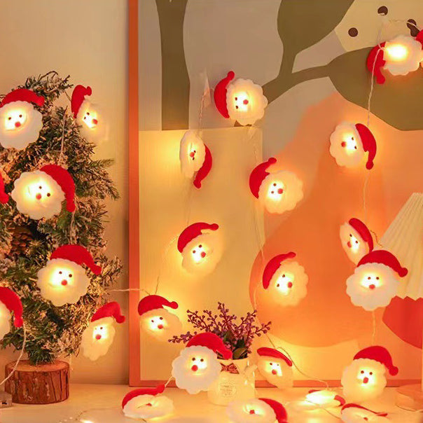 Modern Art Deco Battery Copper Wire Blanket Santa Snowman Deer Cartoon Decoration LED String Lights For Entertainment Room