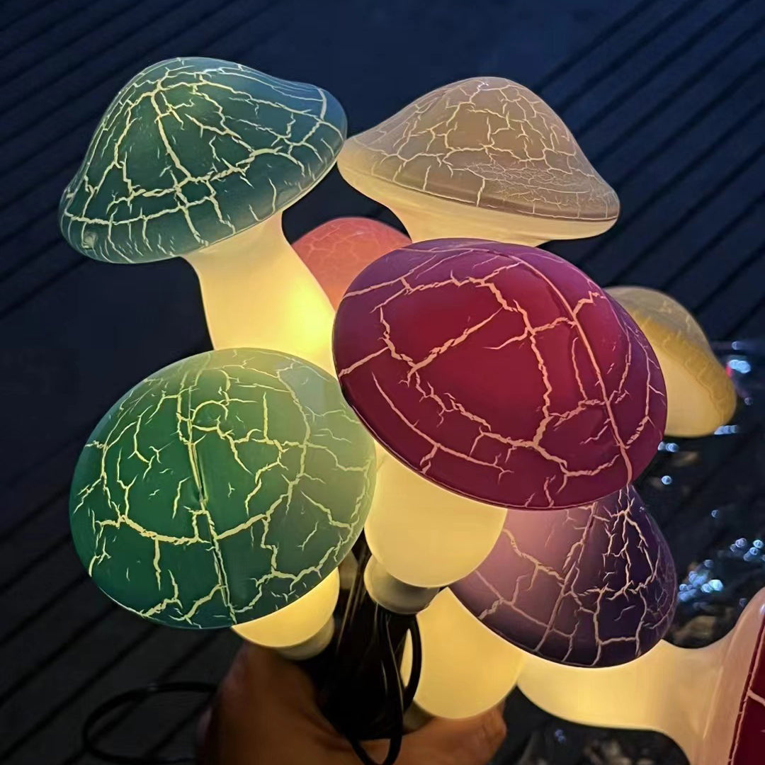Modern Art Deco Solar Waterproof PVC Cracked Mushroom Decorative LED String Light Outdoor Light For Garden