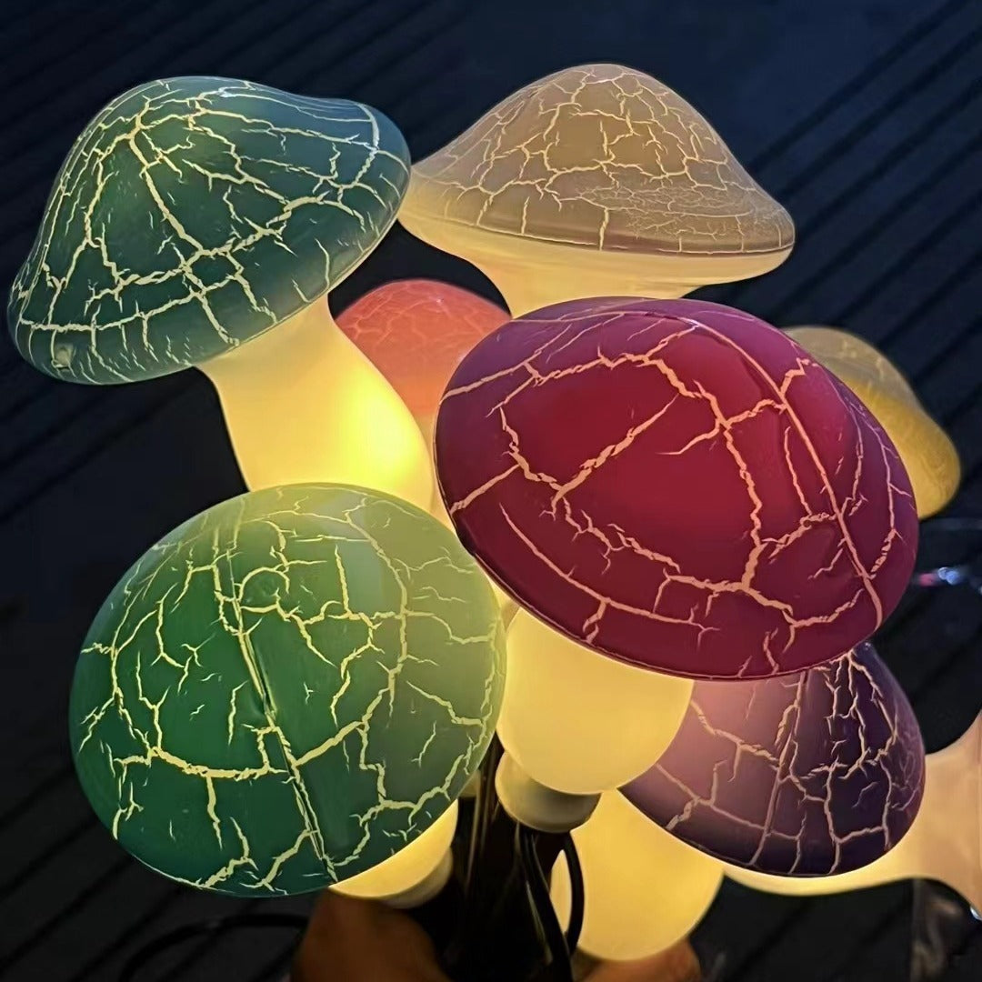 Modern Art Deco Solar Waterproof PVC Cracked Mushroom Decorative LED String Light Outdoor Light For Garden