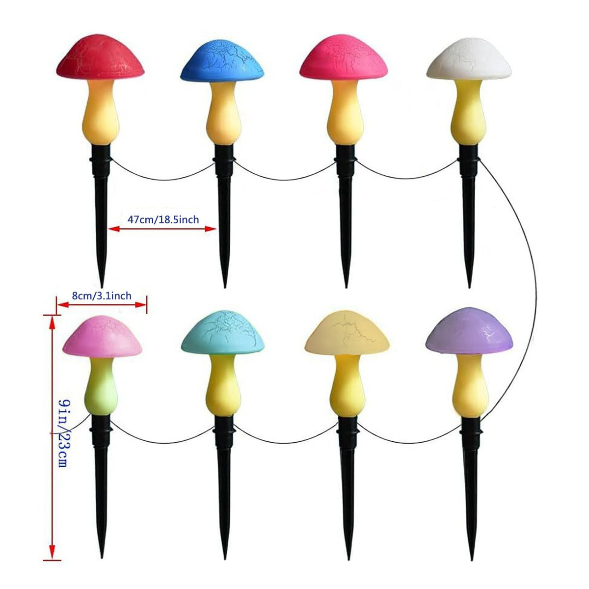 Modern Art Deco Solar Waterproof PVC Cracked Mushroom Decorative LED String Light Outdoor Light For Garden