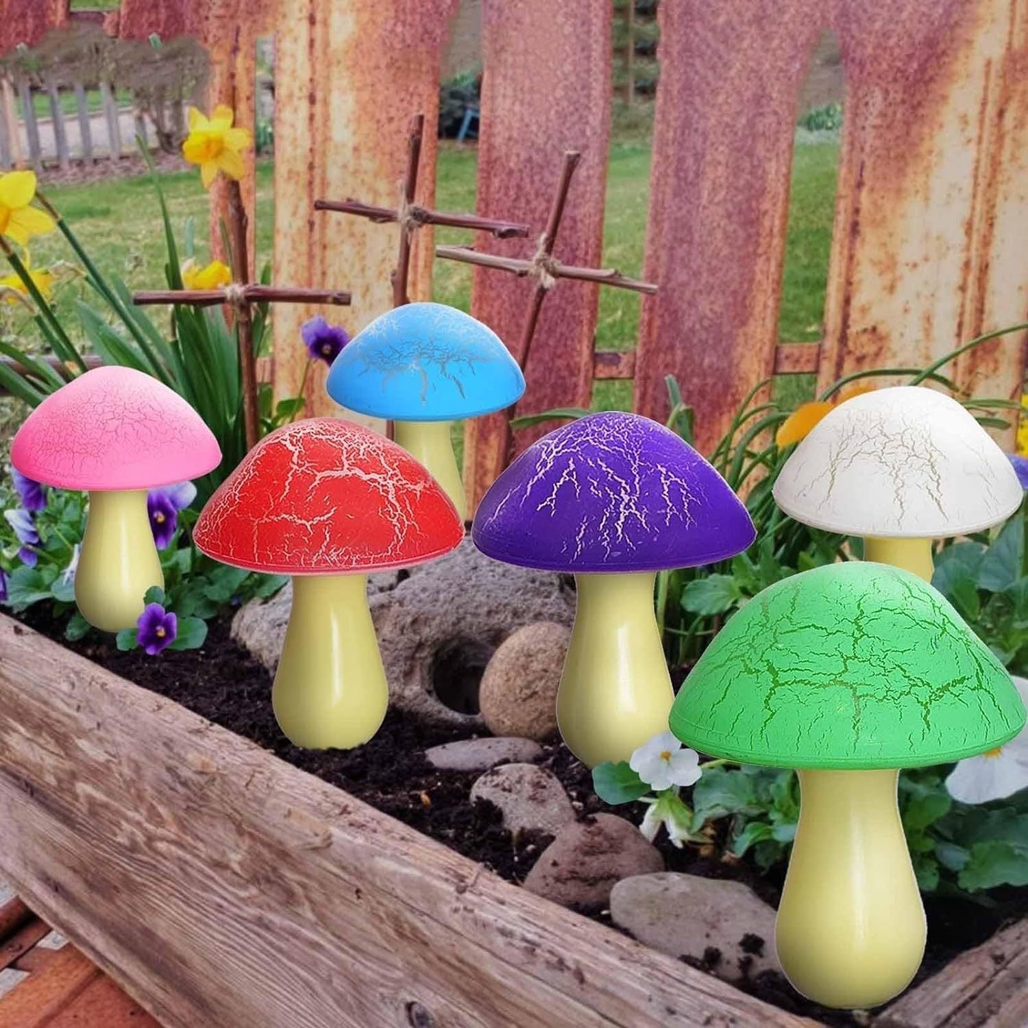 Modern Art Deco Solar Waterproof PVC Cracked Mushroom Decorative LED String Light Outdoor Light For Garden