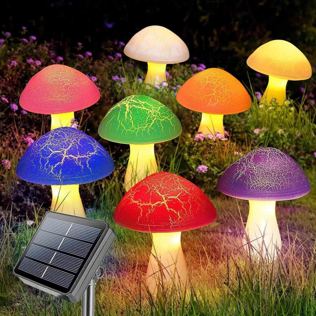 Modern Art Deco Solar Waterproof PVC Cracked Mushroom Decorative LED String Light Outdoor Light For Garden