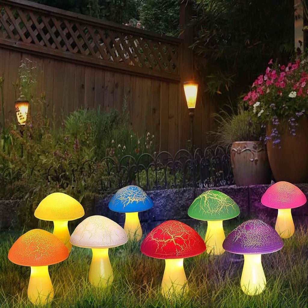 Modern Art Deco Solar Waterproof PVC Cracked Mushroom Decorative LED String Light Outdoor Light For Garden