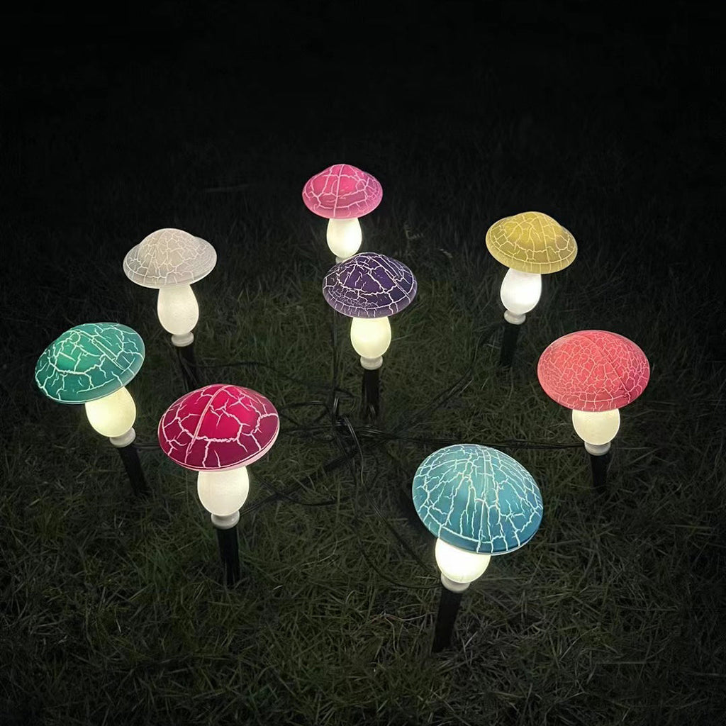 Modern Art Deco Solar Waterproof PVC Cracked Mushroom Decorative LED String Light Outdoor Light For Garden