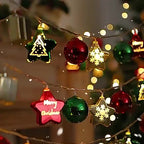 Modern Art Deco Battery USB Plastic Star Ball Christmas Tree Decoration LED String Light For Bedroom