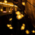 Modern Art Deco Solar Battery Waterproof PVC Rose Romantic Decoration LED String Light For Garden